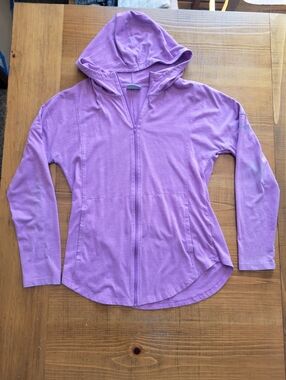 Columbia Pink Hooded Full Zip Long Sleeve Top Size S Fading On Elbows See Photos
